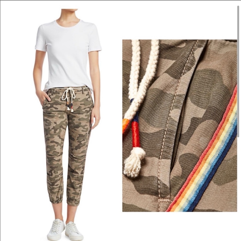 Sundry camo joggers with rainbow piping